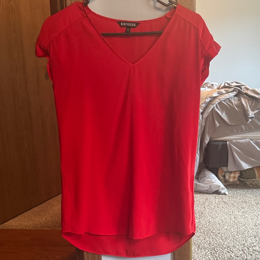 Express Women's Scarlet V-Neck Blouse